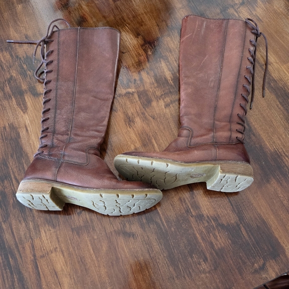 Sofft Sharnell II Knee High Leather Boots Lace Up Back Riding Boot Brown sz 7 - Picture 1 of 4